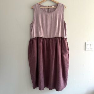 Nettle’s Tale Linen Sonora Dress in Purple Duo Womens Size XL